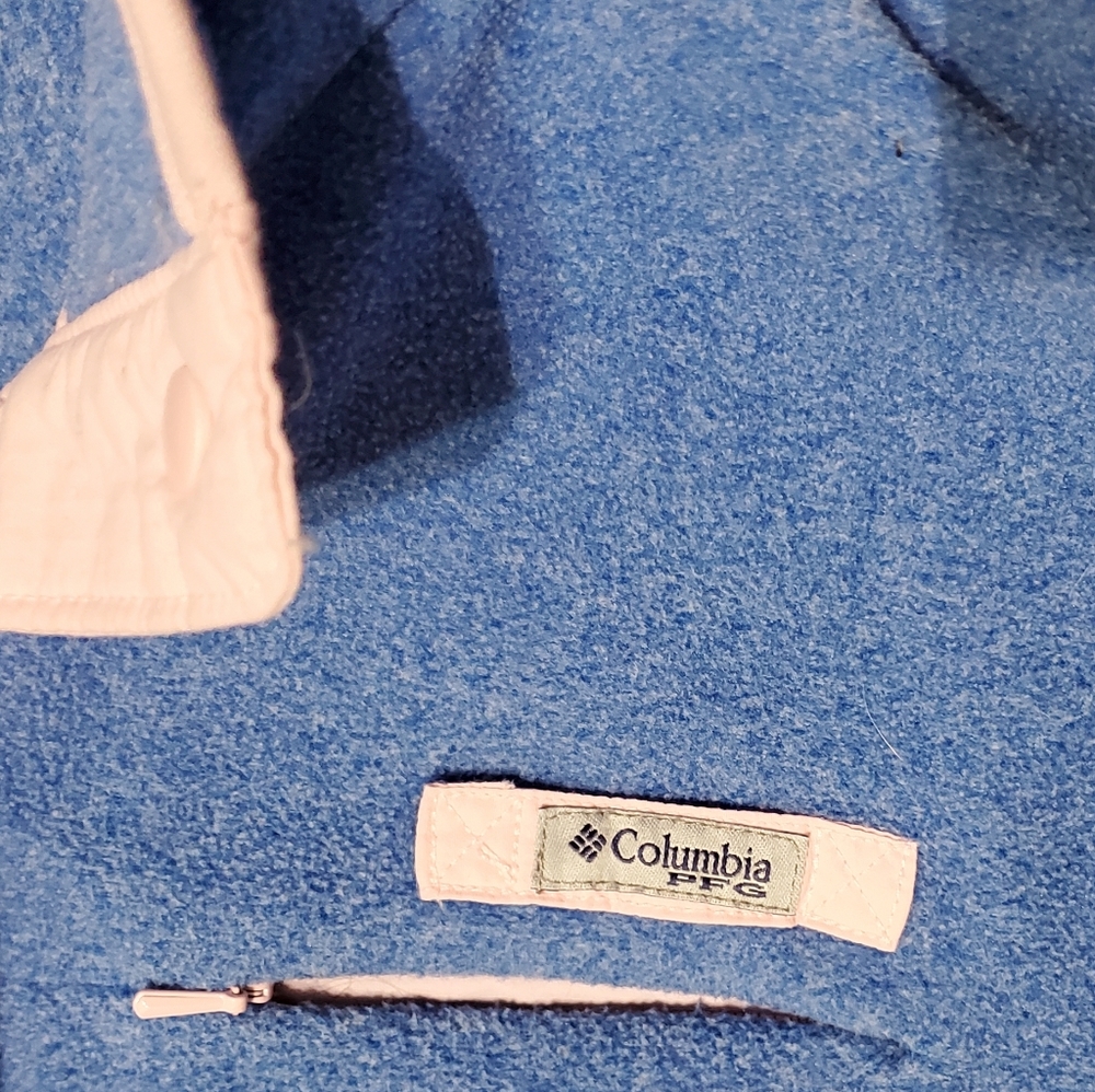 Columbia PFG Fleece Pullover Women Blue Pink Snap Neck Palmetto South Carolina S - Picture 3 of 8